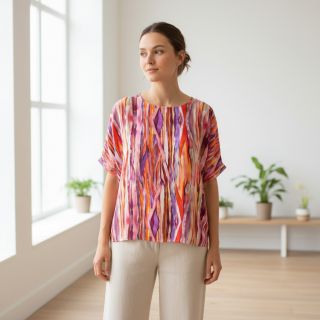 Viszkóz RADIANCE Abstract stripes pink digital print