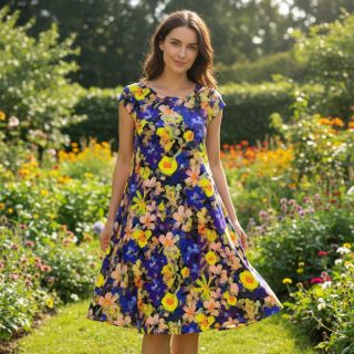 Viszkóz RADIANCE Cornelia flowers purple digital print