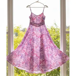 Viszkóz RADIANCE Anabella leaves pink digital print