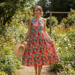 Viszkóz RAYON POPLIN Knitted design D digital print