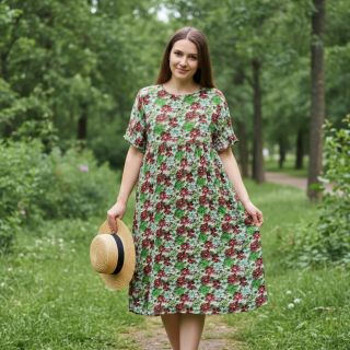 Viszkóz RAYON POPLIN Knitted design E digital print