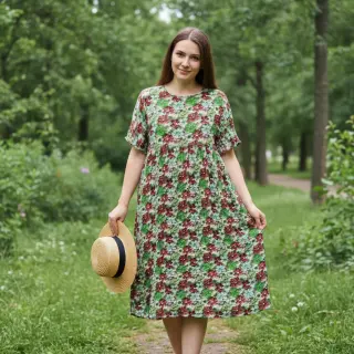 Viszkóz RAYON POPLIN Knitted design E digital print