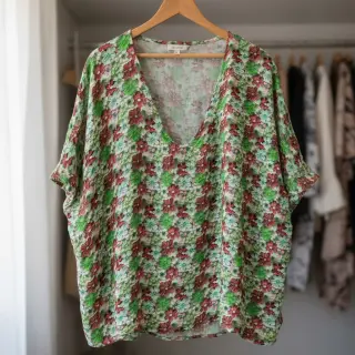 Viszkóz RAYON POPLIN Knitted design E digital print