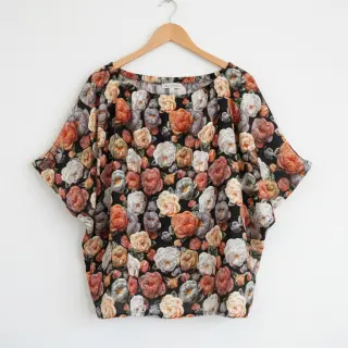 Viszkóz RAYON POPLIN Knitted design F digital print