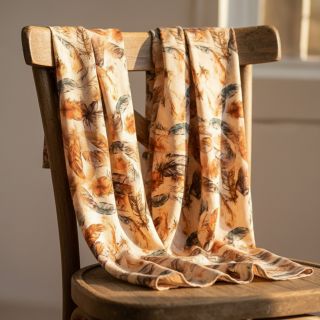 Viszkóz RAYON POPLIN Feathers design C digital print