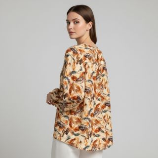 Viszkóz RAYON POPLIN Feathers design C digital print