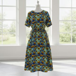 Jersey VISCOSE It's Raining Poppy's blue digital print