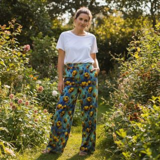 Jersey VISCOSE It's Raining Poppy's blue digital print