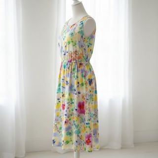 Viszkóz STRETCH Watercolour flowers design B digital print