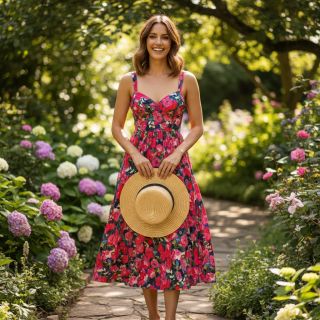 Viszkóz LUREX Pink flowers digital print