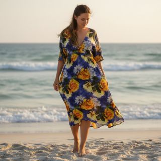 Viszkóz Artistic flowers design B digital print