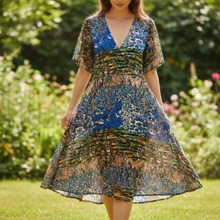 Viszkóz Dimulti dark blue digital print