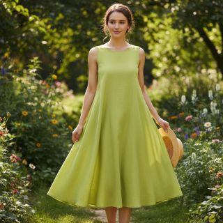 Lenvászon pamuttal Fishbone bright green