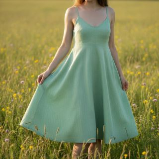 Lenvászon pamuttal Fishbone green