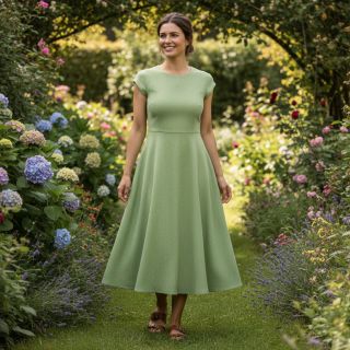 Lenvászon pamuttal Fishbone lime