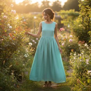 Lenvászon pamuttal Fishbone mint