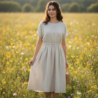 Lenvászon pamuttal Lira mini stripe beige