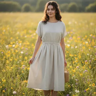 Lenvászon pamuttal Lira mini stripe beige