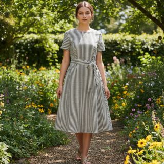 Lenvászon pamuttal Lira medium stripe black