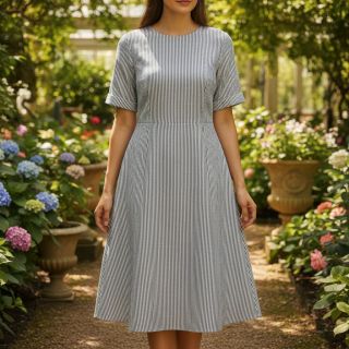 Lenvászon pamuttal Lira medium stripe jeans