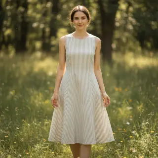 Lenvászon pamuttal Lira big stripe beige