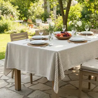Lenvászon pamuttal Lira big stripe beige