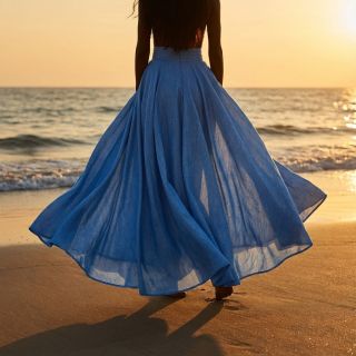 Lenvászon pamuttal Fishbone cobalt