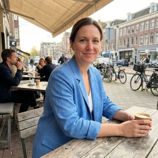 Lenvászon pamuttal Fishbone cobalt