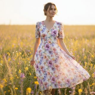 Lenvászon pamuttal Peony roses RAMIE light pink digital print