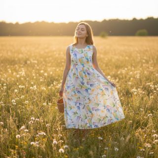 Lenvászon pamuttal Bottles digital print