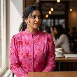 Pamutvászon TIE DYE EMBROIDERY Poppy design U