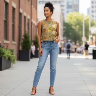 Pamutvászon TIE DYE EMBROIDERY Poppy design P