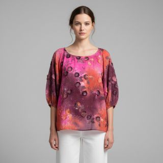 Pamutvászon TIE DYE EMBROIDERY Poppy design Q