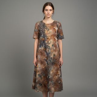 Pamutvászon TIE DYE EMBROIDERY Poppy design M