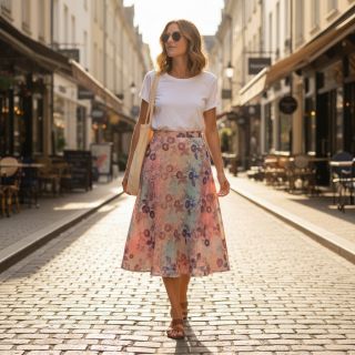 Pamutvászon TIE DYE EMBROIDERY Poppy design R