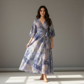 Pamutvászon TIE DYE EMBROIDERY Poppy design T