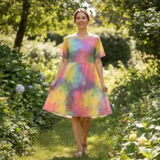 Pamutvászon EMBROIDERY Tie dye Della design A