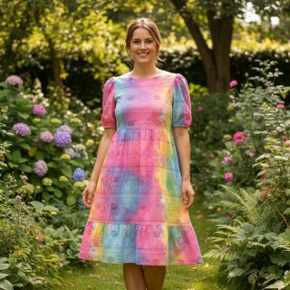 Pamutvászon EMBROIDERY Tie dye Della design B