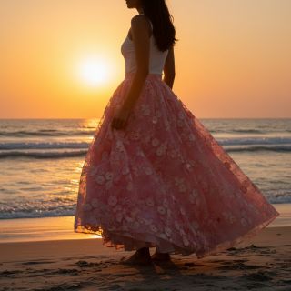 Pamutvászon TIE DYE EMBROIDERY Poppy design K