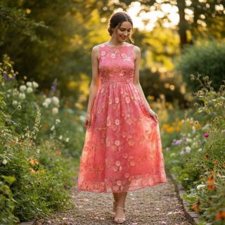 Pamutvászon TIE DYE EMBROIDERY Poppy design K