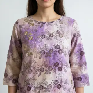 Pamutvászon TIE DYE EMBROIDERY Poppy design J