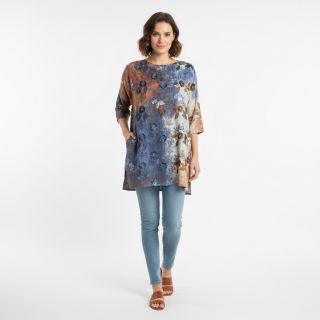 Pamutvászon TIE DYE EMBROIDERY Poppy design I