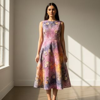 Pamutvászon TIE DYE EMBROIDERY Poppy design E