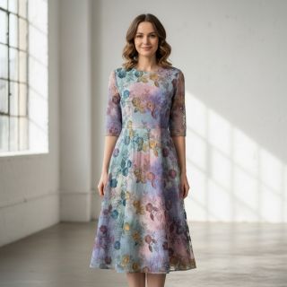 Pamutvászon TIE DYE EMBROIDERY Poppy design C