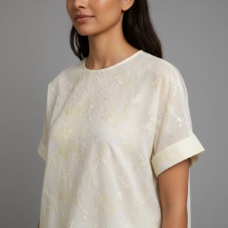 Pamutvászon EMBROIDERY Tie-Dye yellow