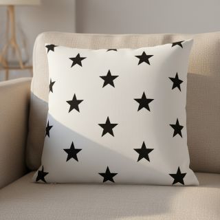 Pamutvászon Stars white/black