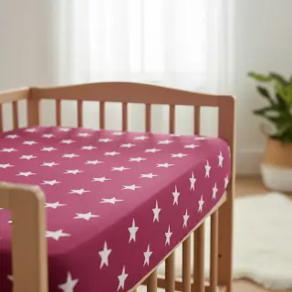 Pamutvászon Stars cerise