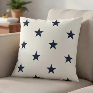 Pamutvászon Stars white/navy
