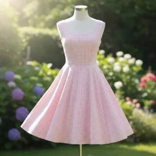 Pamutvászon YARN DYED CHECK BRUSHED light rose