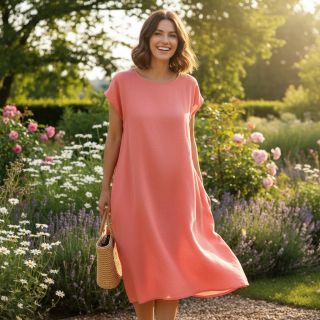 Popelín pamut anyag  coral